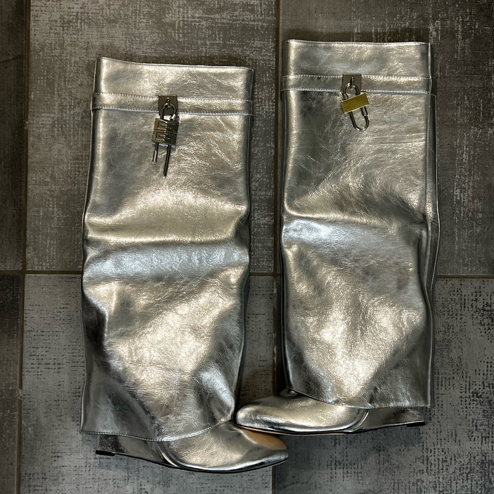 Silver shark boots